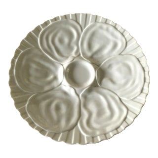 Mid-Century 6-Well Blanc Porcelain Oyster Dish For Sale