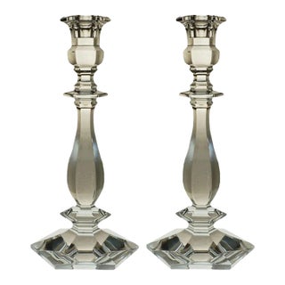 Classic Crystal Candlesticks Val St Lambert Lafayette Pattern Belgium - A Pair For Sale