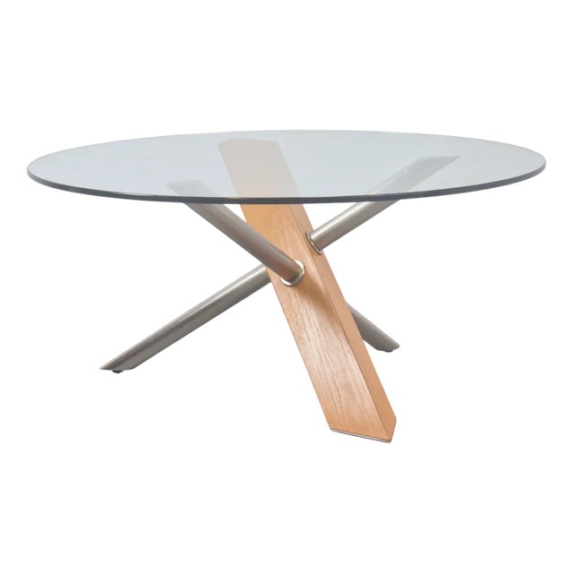 Vintage Cross Leg Coffee Table in Wood and Glass, Italy, 1990s For Sale