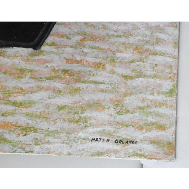 Vintage mid 20th century oil on linen French fishing harbor by Peter Orlando (Born 1921) France. Signed lower right...