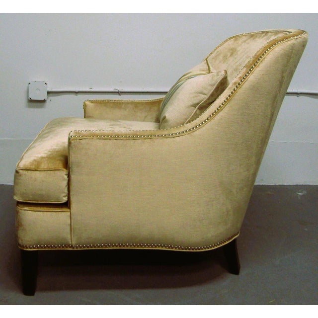 Pair of Century Furniture Velvet Upholstered Nail Head Lounge Chairs and Pillows For Sale - Image 10 of 18