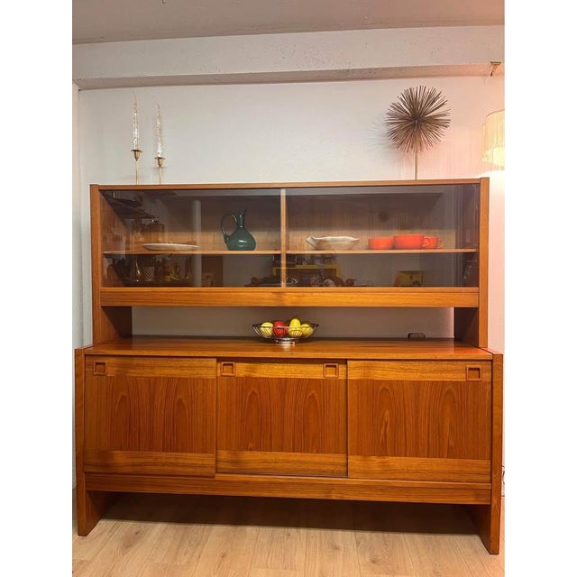1950s Clausen & Sons Danish Modern Teak Sideboard & Hutch With Original Glass, Attributed For Sale In Kansas City - Image 6 of 6
