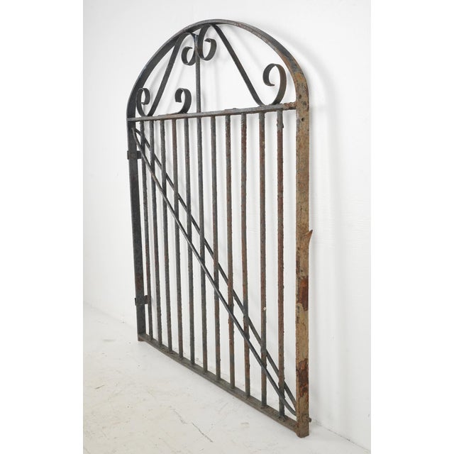 Early 20th Century Antique Wrought Iron Arched Garden Gate For Sale - Image 5 of 9