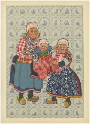 Dutch Childrens' Folk Dress from Marken, 1932, Lithograph