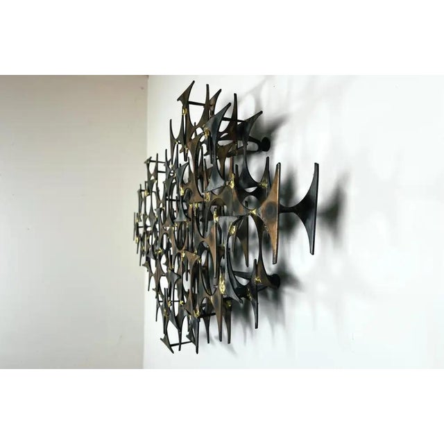 Vintage "Tieur d' Arc" Brutalist Welded Steel Wall Hanging Sculpture designed by Marc Weinstein for Marc Creates c. 1970....
