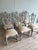 Set of Eight Carved Italian Dining Chairs With Painted Wood Frames and Linen Upholstered Seats - Two Armchairs - Six Sidechairs For Sale - Image 4 of 12