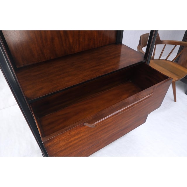 Brown Pair 7.5' Tall Custom Mahogany Etageres Adjustable Shelves Dresser Drawers MINT! For Sale - Image 8 of 12