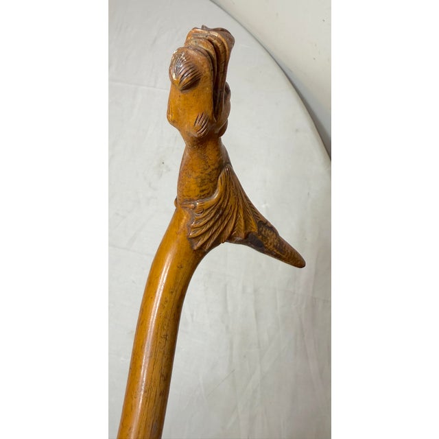 Brown Antique 19th Century Hand Carved Folk Art Dragon Walking Stick Cane Sculpture For Sale - Image 8 of 16