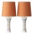 1918 Dutch Hand-Painted Floral Ceramic Table Lamps, Set of 2 For Sale