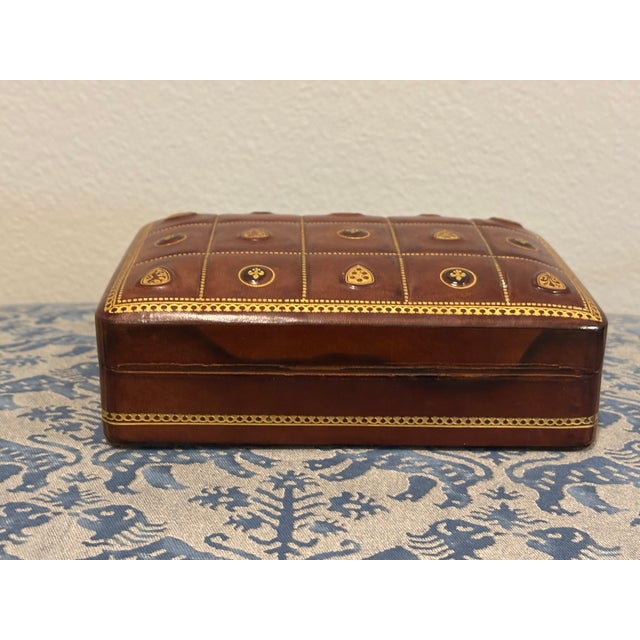 Mid-Century Italian Leather Quilted Playing Card Box by Bigliocchi Roma For Sale - Image 12 of 17