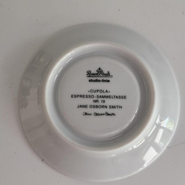 Rosenthal No 19 Espresso Collector's Cup and Saucer by Jane Osborn Smith for Rosenthal Studio-Linie, 1990s, Set of 2 For Sale - Image 4 of 5