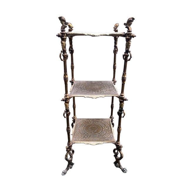 Early 20th Century Iron Figural Brass Tone Victorian Pedestal For Sale - Image 5 of 17