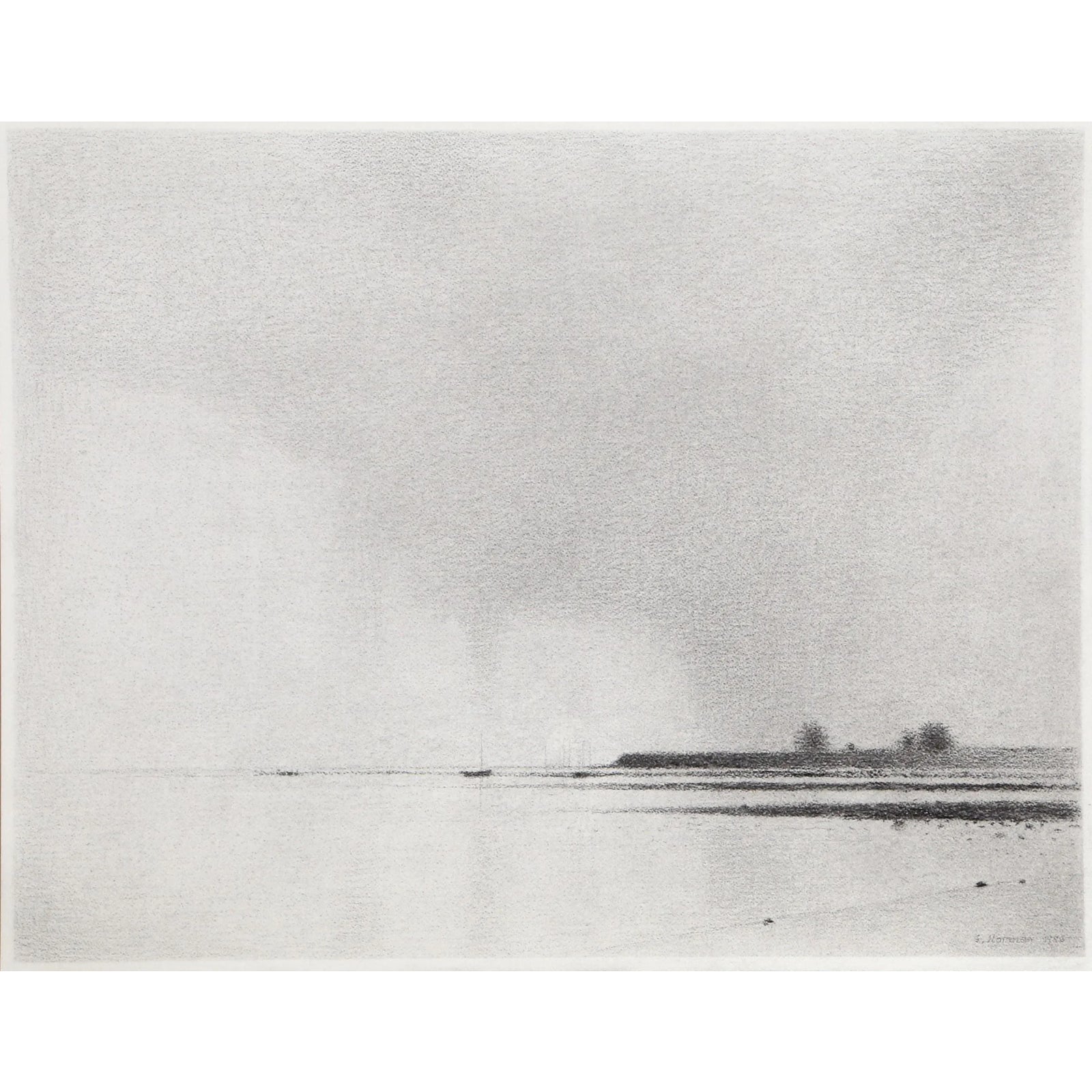 Regenholm, Gunnar Norrman Charcoal Drawing on Paper, Signed and Dated ...