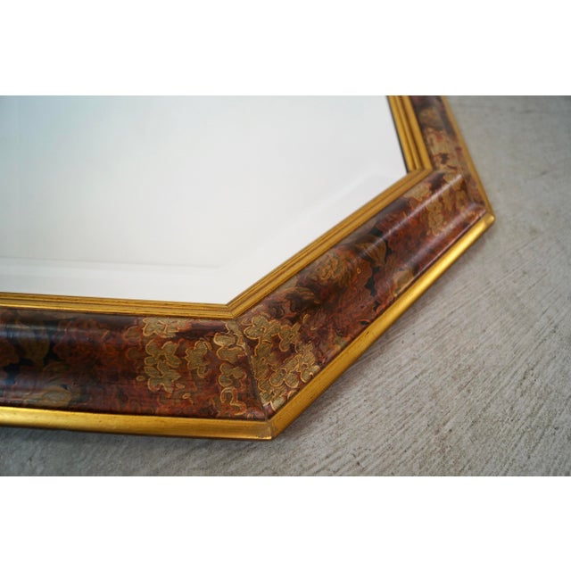 Brick Red 1970’s Hollywood Regency Ethan Allen Gilded Beveled Mirror For Sale - Image 8 of 12