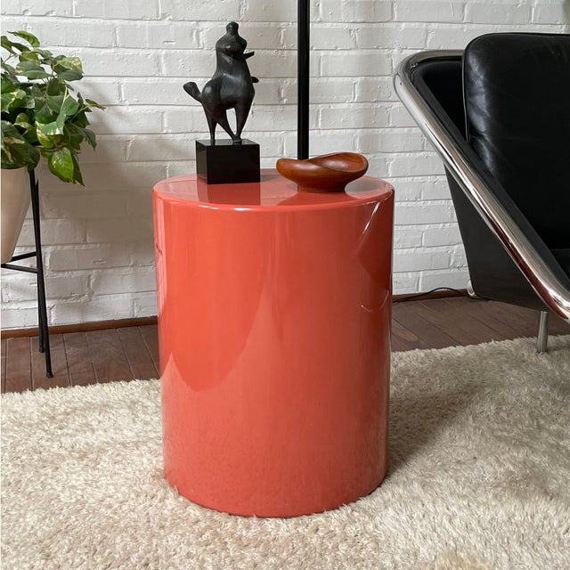 Metro Cylindrical Side Table/Pedestal in Desert Red For Sale - Image 9 of 9