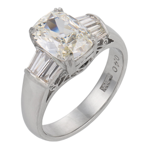 Vintage Gia 1.55 Carat Old Mine Cut Diamond Platinum Engagement Ring, Size 5.5