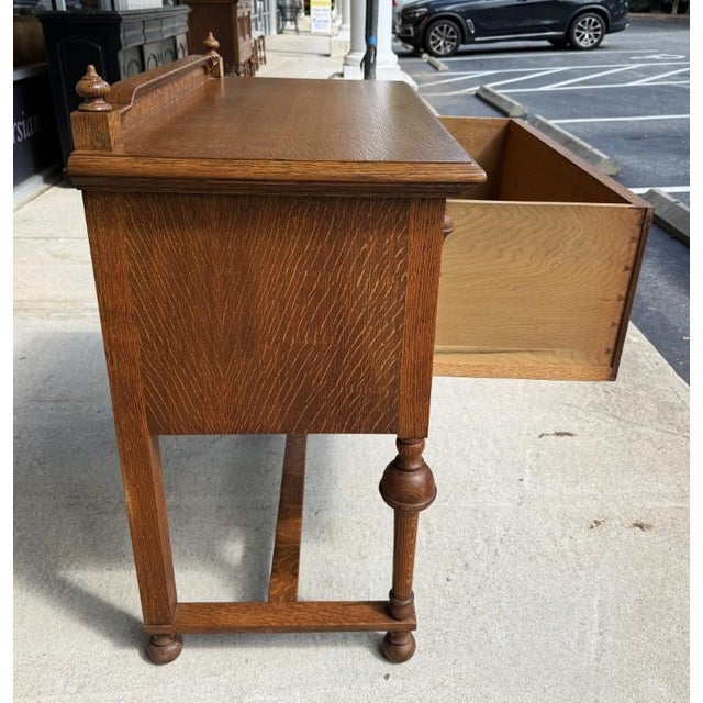 Early 20th Century J.B. Van Sciver Co. Refinished Antique Oak Server & Turned Legs For Sale In Raleigh - Image 6 of 12