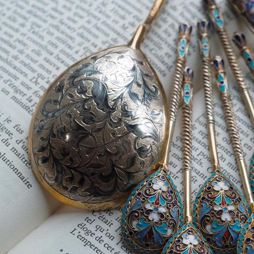 Large Antique Russian Silver Niello Spoon, Moscow, 1848 For Sale - Image 10 of 18