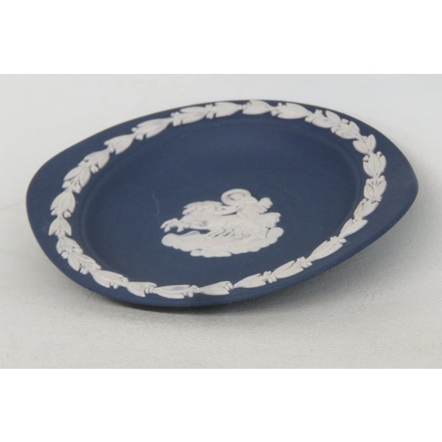 Late 20th Century Wedgwood Dark Blue Jasperware Small Trinket Tray Pin Dish Made in England 5001b For Sale - Image 5 of 11