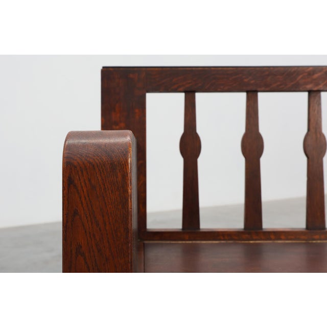 Modernist Art Deco Bench with Lift-Top Storage Seat in Oak, Belgium, 1920s For Sale - Image 13 of 18