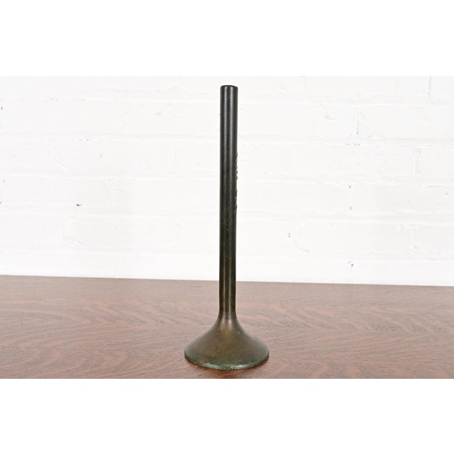 Heintz Arts & Crafts Sterling Silver on Bronze Tall Bud Vase For Sale - Image 9 of 13