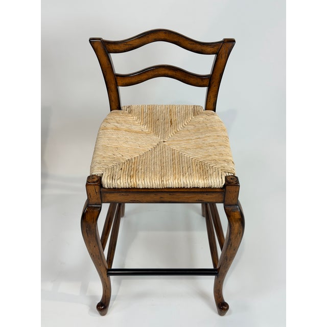 Maitland - Smith Maitland-Smith Rush Seat Counter-Height Stools Set of Three For Sale - Image 4 of 10