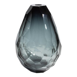 Hand Blown Murano Barrel Vase in Grey Smoke Xxl For Sale