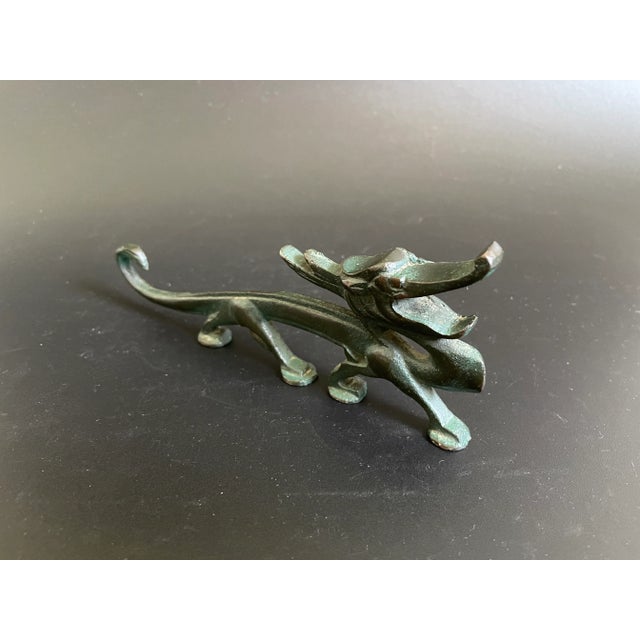 Chinese Antique Chinese Iron Brush Rest in the Form of a Crouching Dragon For Sale - Image 3 of 9
