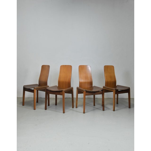 Wood Fiorenza Chairs by Tito Agnoli for Molteni, 1970s, Set of 4 For Sale - Image 7 of 7