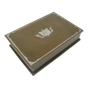 Vintage Silver Crest Bronze Humidor With Sterling Silver Overlay Decoration