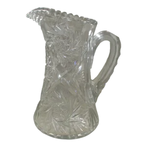 Antique American Brilliant Period Hobstar Design Cut Glass Pitcher