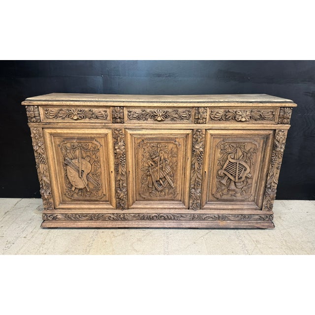 French Carved Oak Sideboard, 1860 For Sale - Image 16 of 16