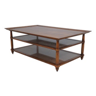 Baker Milling Rod Walnut Cane Shelf Coffee Cocktail Table For Sale