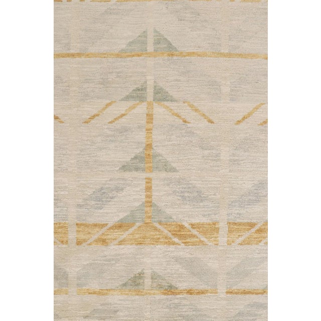 2010s Rug & Kilim’s Scandinavian-Style Rug With Gold & Beige Geometric Patterns For Sale In New York - Image 6 of 8