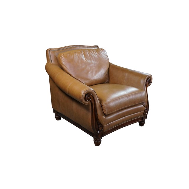 Modern Vintage Rapallo Oversized Leather Club Lounge Reading Library Armchair 45" For Sale - Image 3 of 18