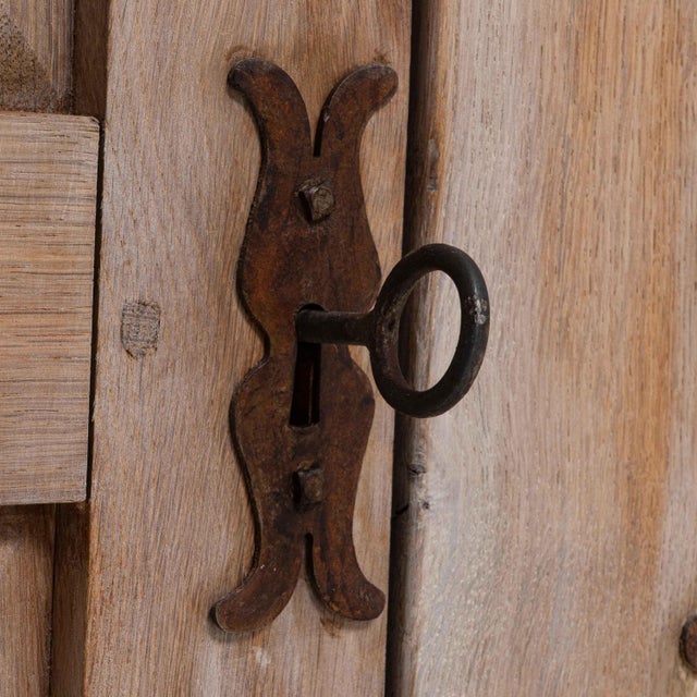 1970s French Brutalist Oak Buffet With Iron Hardware For Sale - Image 13 of 18