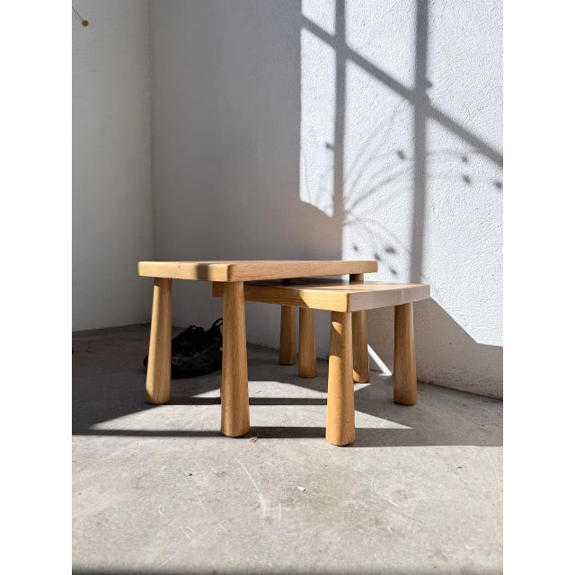 Small Nesting Tables in Light Oak, 1950s, Set of 2 For Sale - Image 12 of 18