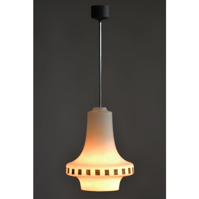 Mid-Century Chandelier in Chrome, Steel, and Opaline Glass, Czech, 1960s For Sale - Image 6 of 7