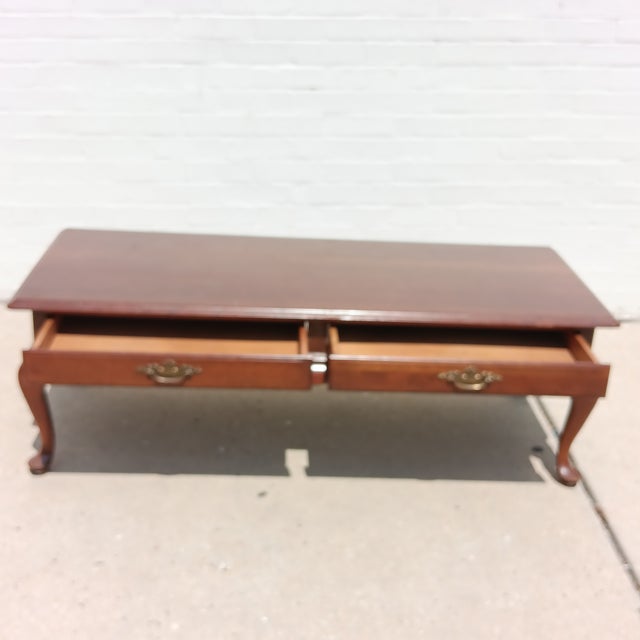 Ethan Allen Vintage French Country Ethan Allen Cherry Finish Coffee Table With Cabriole Legs For Sale - Image 4 of 14