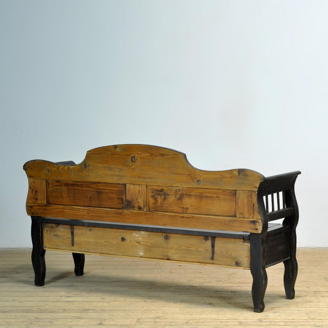 Antique Pine Drop-Top Bench, 1900s For Sale - Image 11 of 12