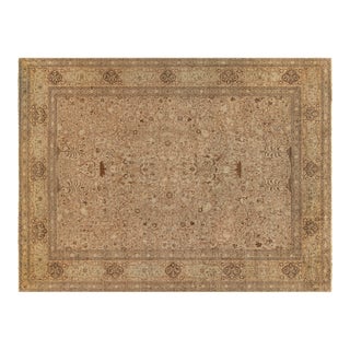 Antique Persian Tabriz Botanic Handmade Wool Carpet For Sale