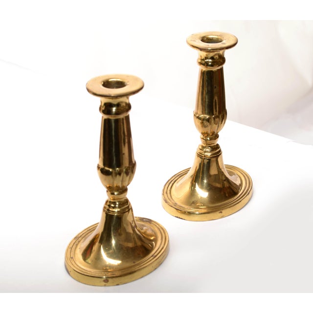 1950s English Traditional Brass Candle Holders, Pair For Sale - Image 12 of 12