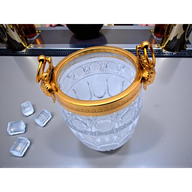 1970s Crystal and Brass Ice Bucket with Aries Decoration, 1970s For Sale - Image 5 of 9