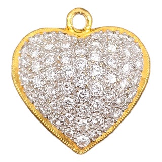 1.50 Ct Diamond Studded Heart Pendant For Sale