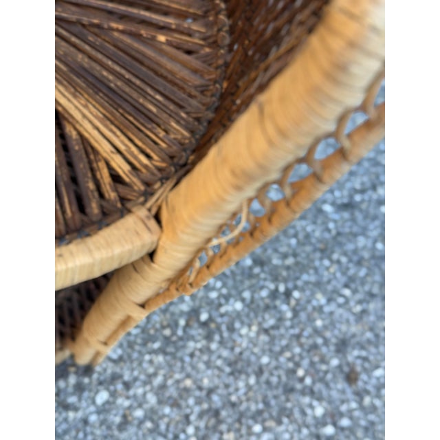 Wood 1970s Boho Coastal Wicker Rattan Barrel Chairs With Matching Drum Table – Set of 3 For Sale - Image 7 of 12