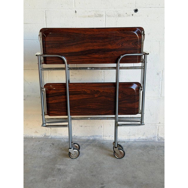 Rosewood Folding Bar Cart German Mid-Century Modern For Sale - Image 12 of 13