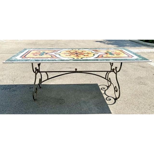 Vintage Italian Pietra Dura Inlay Marble Dining Table For Sale - Image 4 of 13