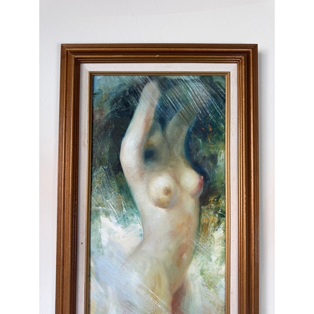 Wood 1970's Vintage Female Nude Oil Painting on Canvas – Framed For Sale - Image 7 of 13