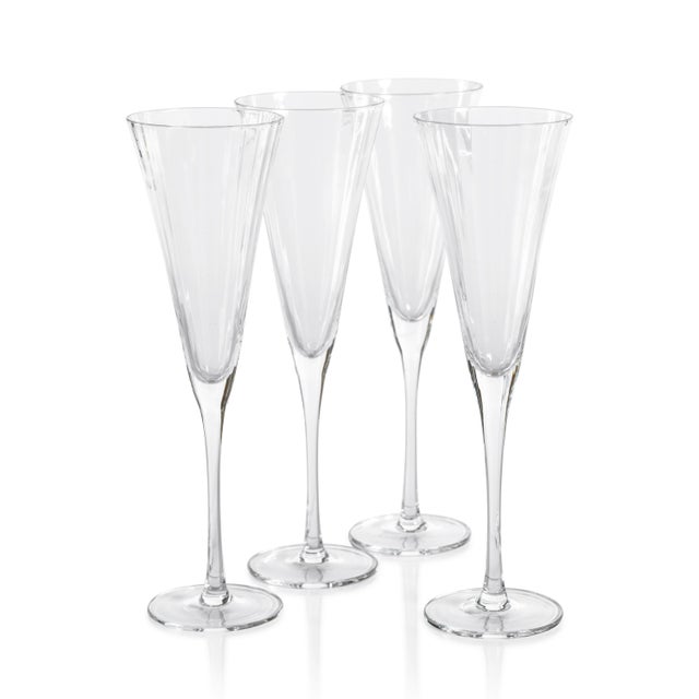 Cesena Optic Champagne Flutes, Set of 4 For Sale In Los Angeles - Image 6 of 6