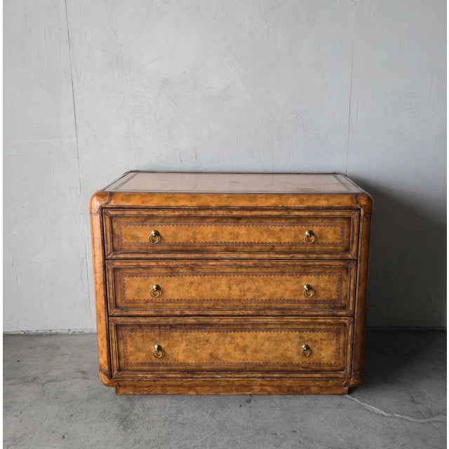 This gorgeous, leather covered chest is an exemplary example of Classic Maitland-Smith craftsmanship. Would make the...